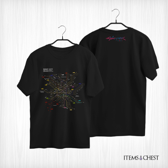 camiseta mapa night city